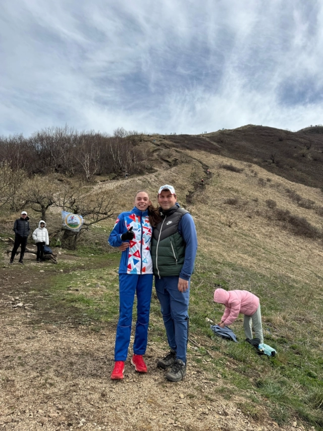А. Ильина с тренером на дистанции
